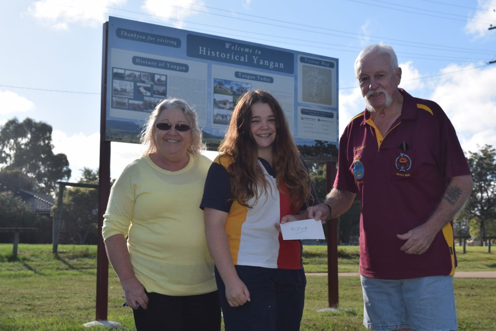 The Yangan and District Progress Association (represented by president Colin Pope) are donating $1500 to Alyvia Greene-Galloway, pictured with her mum Jenn. Photo Jayden Brown / Warwick Daily News